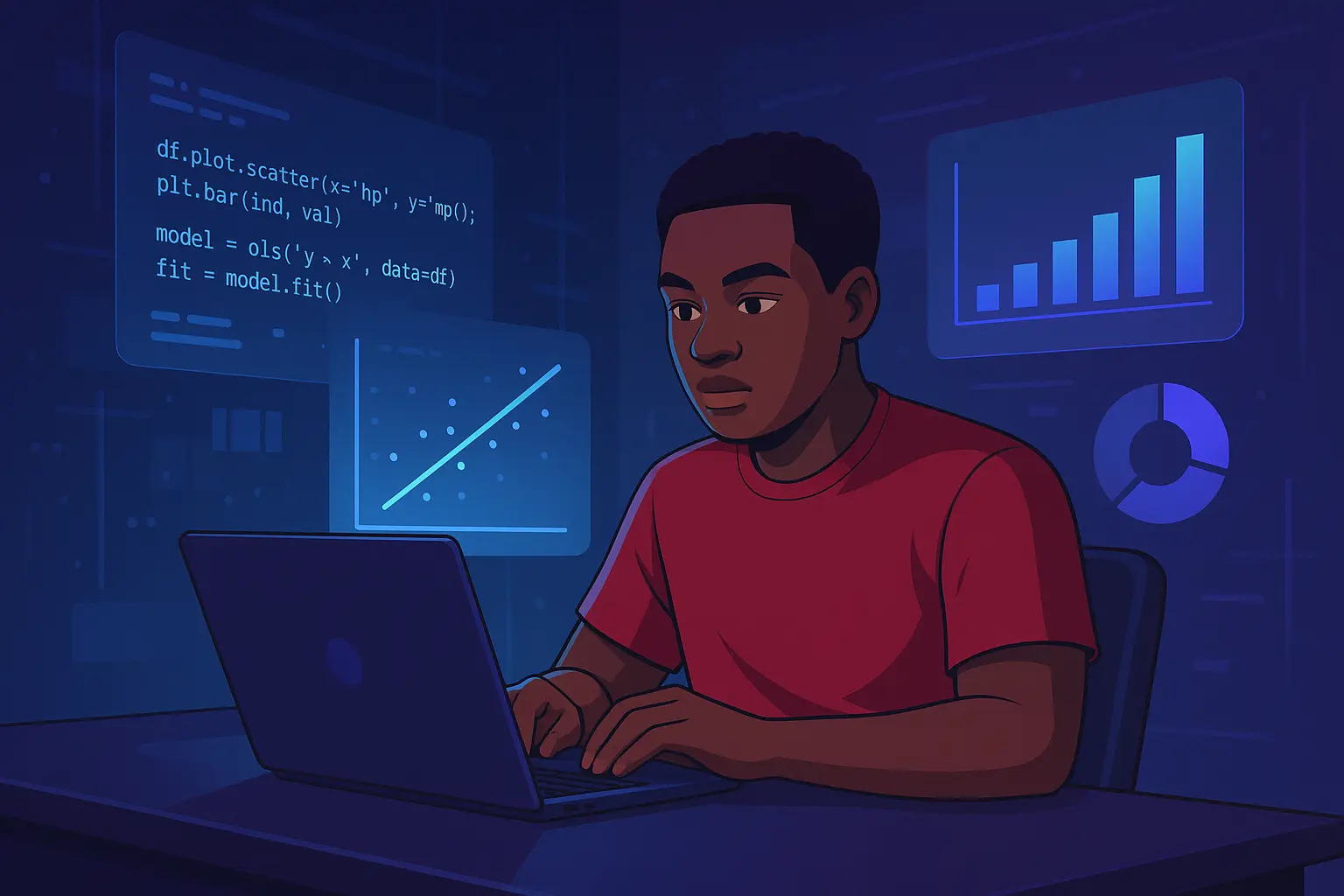 Working at computer